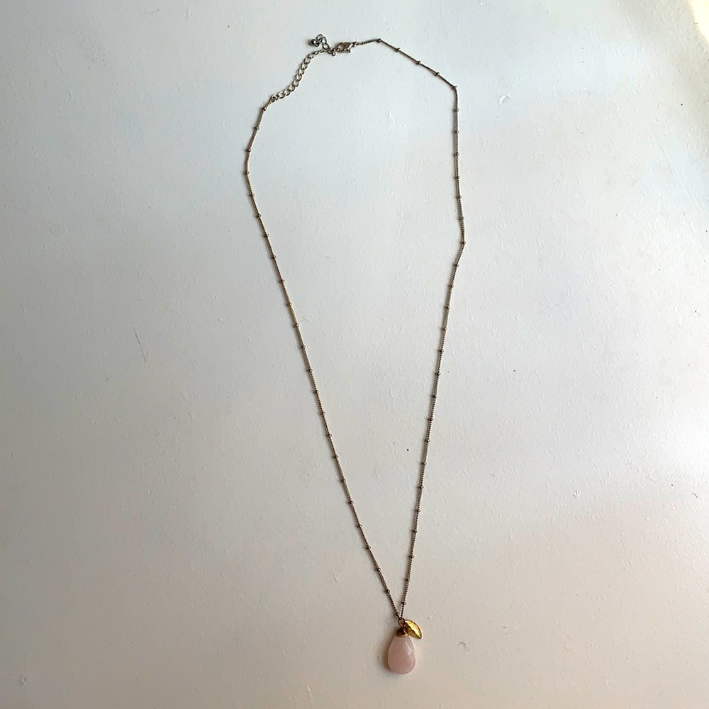 Pink stone beaded long necklace